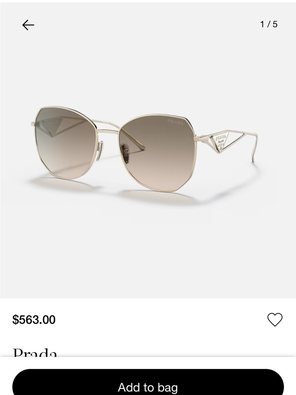 Prada Gold Metal Frame Sunglasses with Gradient Brown Lenses- lightly used